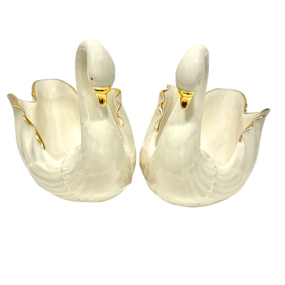LENOX Vintage Swan 24K Gold Trim Porcelain Trinket Dish (Set of 2) in EUC - Picture 5 of 10
